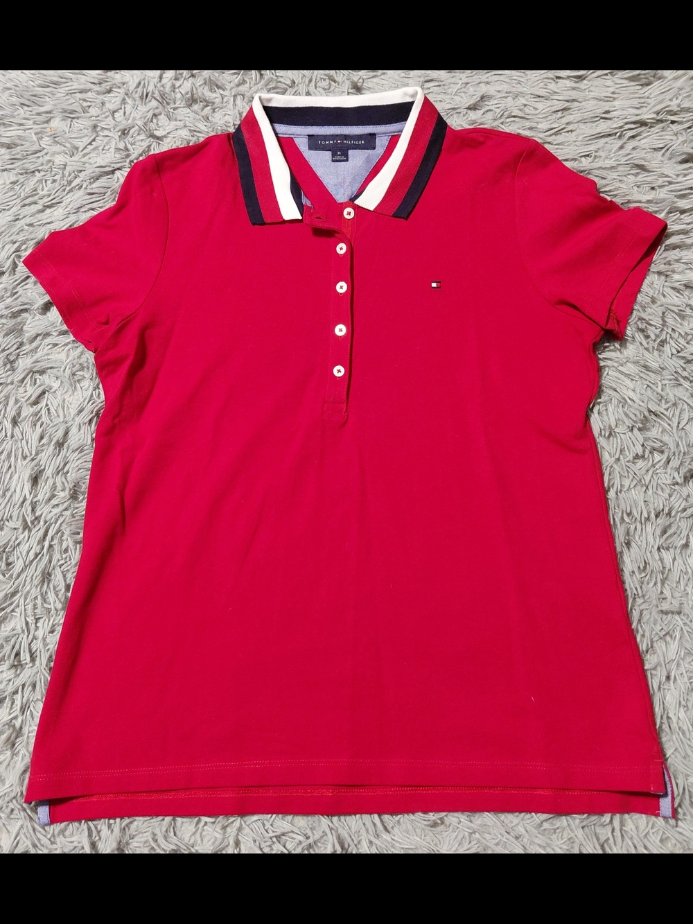 Tommy Hilfiger Women's Red Polo Shirt Size Medium